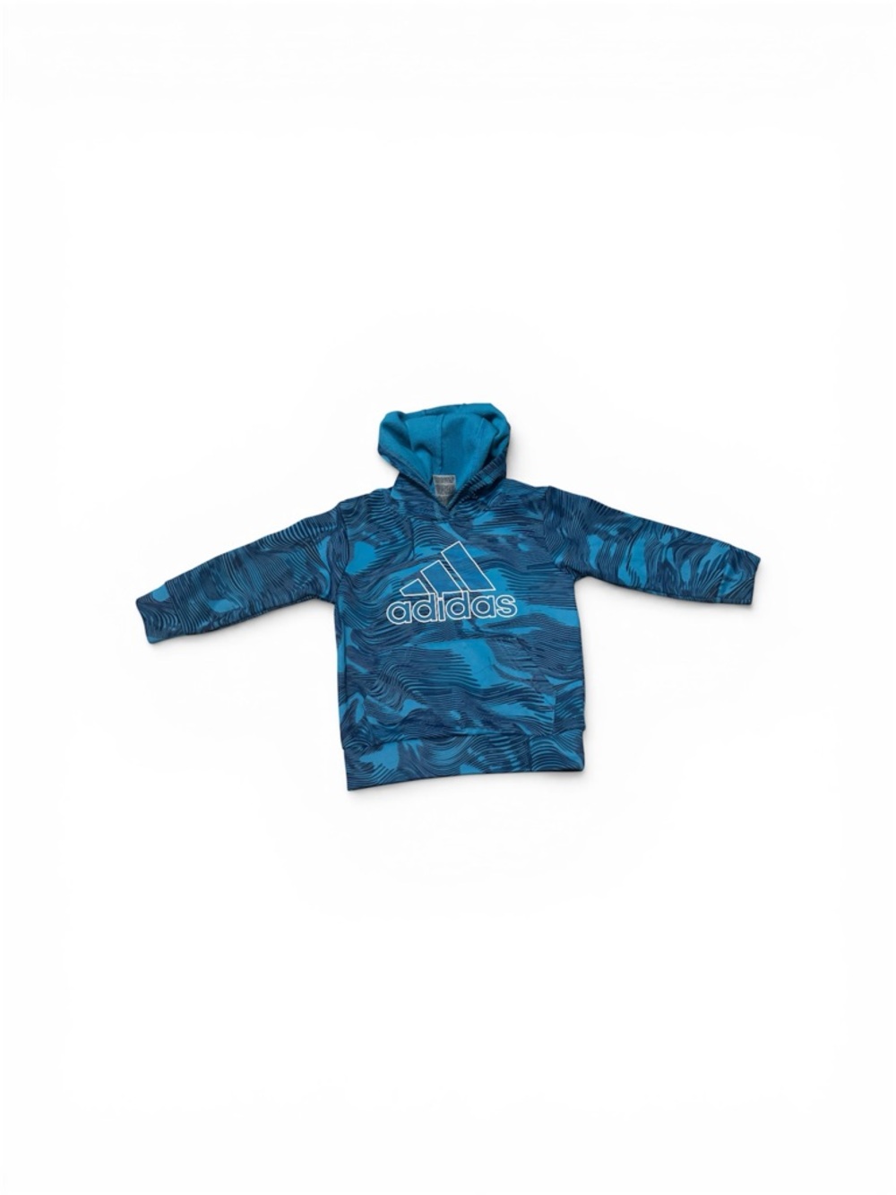 adidas Kids Blue Wave-Print Pullover Hoodie